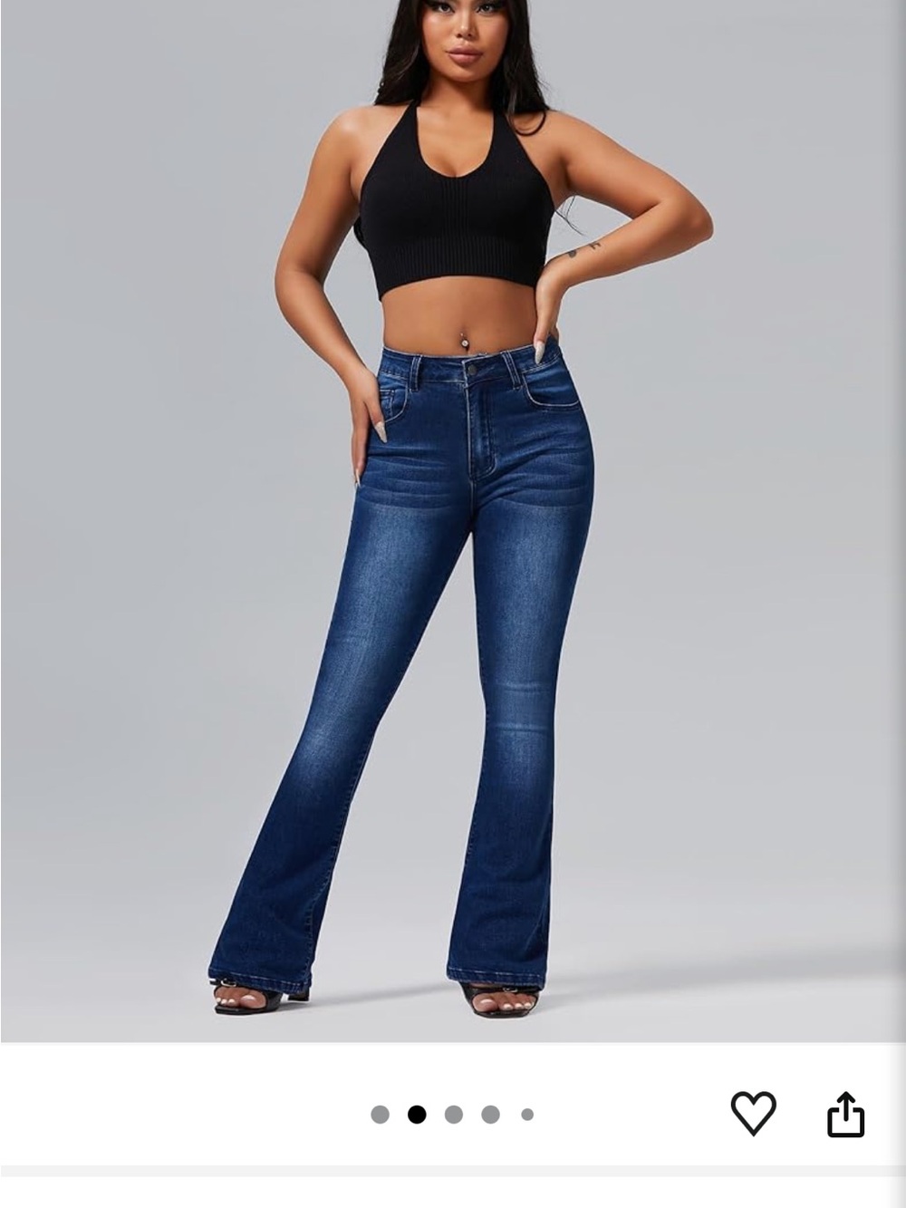 High-Rise Dark Blue Flare Jeans for Women